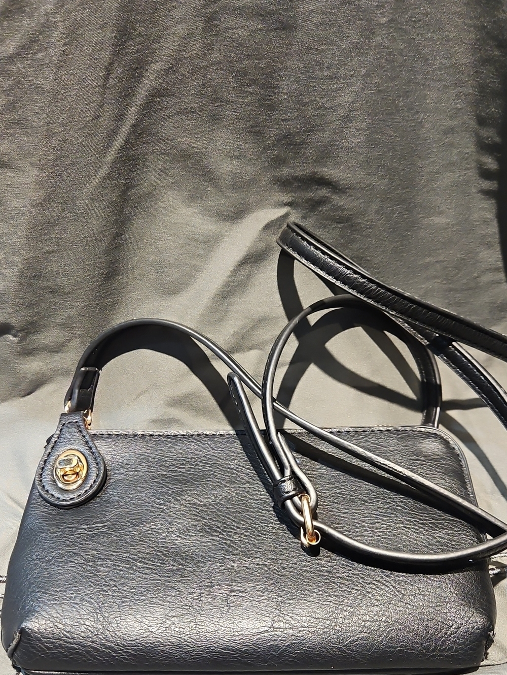 Black Leather Crossbody Bag by
